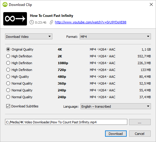 4k video downloader original quality vs high quality