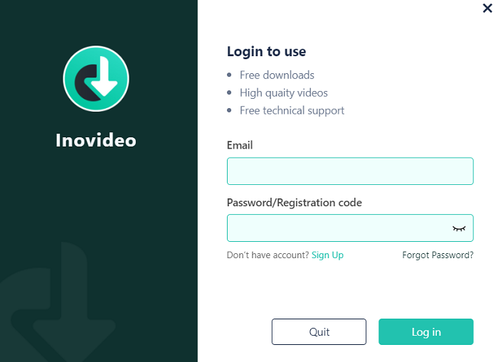 Login Page of Inovideo