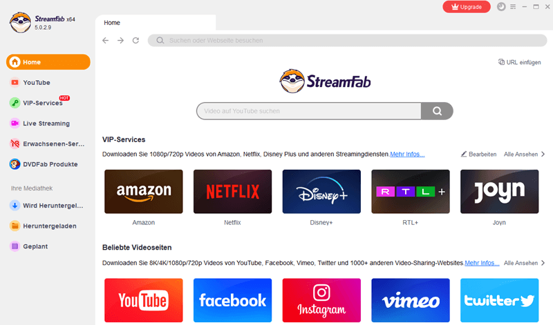 StreamFab Netflix Downloader Hauptoberfläche