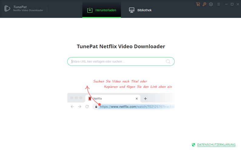TunePat Netflix Video Downloader Hauptoberfläche