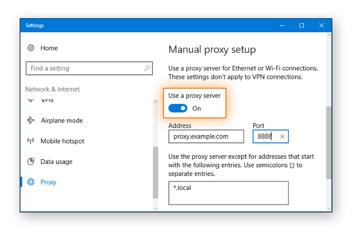 Use a Proxy Server on Windows